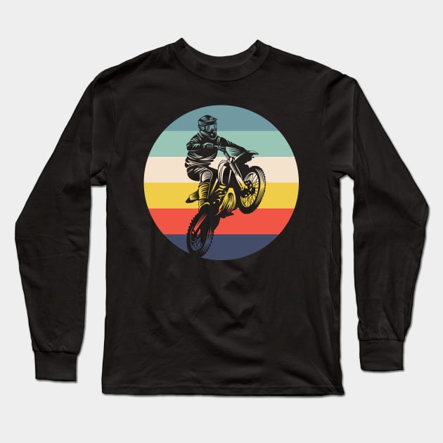 Retro Motocross Long Sleeve T-Shirt by Dojaja